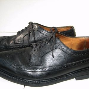 Florsheim Black Leather Wingtip Oxfords, 9.5 3 E